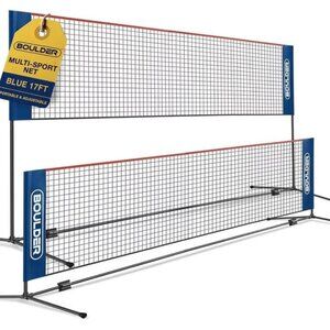 Boulder Portable Badminton Pickleball Net - Foldable/Extendable Poles Badminton